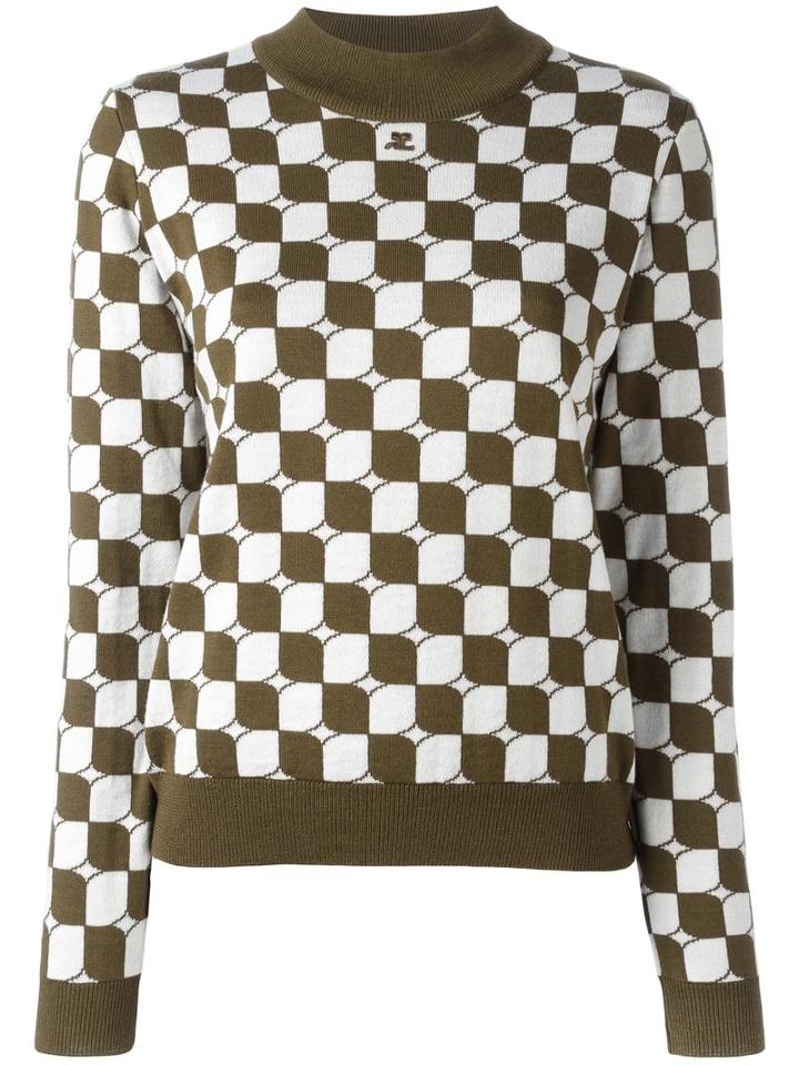 Courrèges Checked Sweater, Women's, Size: 3, Green, Merino