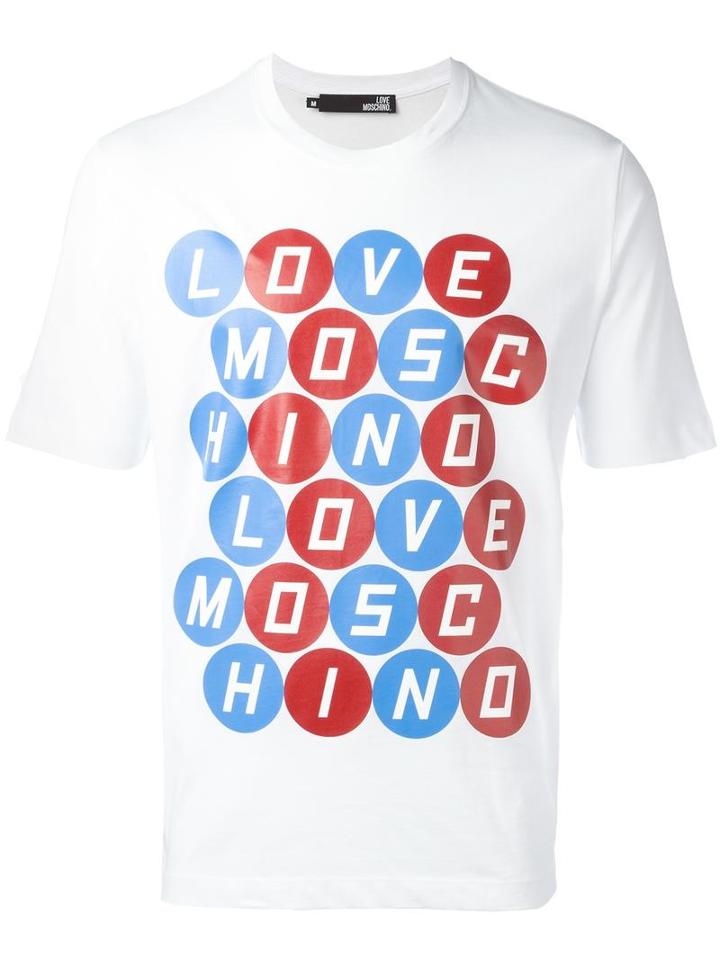 Love Moschino Logo Print T-shirt, Men's, Size: Xxl, White, Cotton
