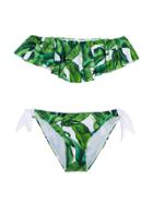 Mc2 Saint Barth Kids Teen Leaf Print Bikini Set - Green