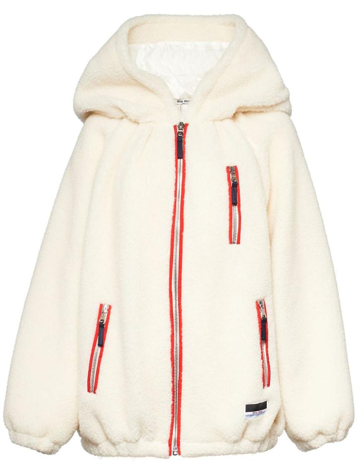 Miu Miu Shearling Fleece Jacket - White