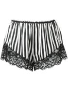 Marques'almeida - Striped Lace Trim Shorts - Women - Silk - 6, Black, Silk