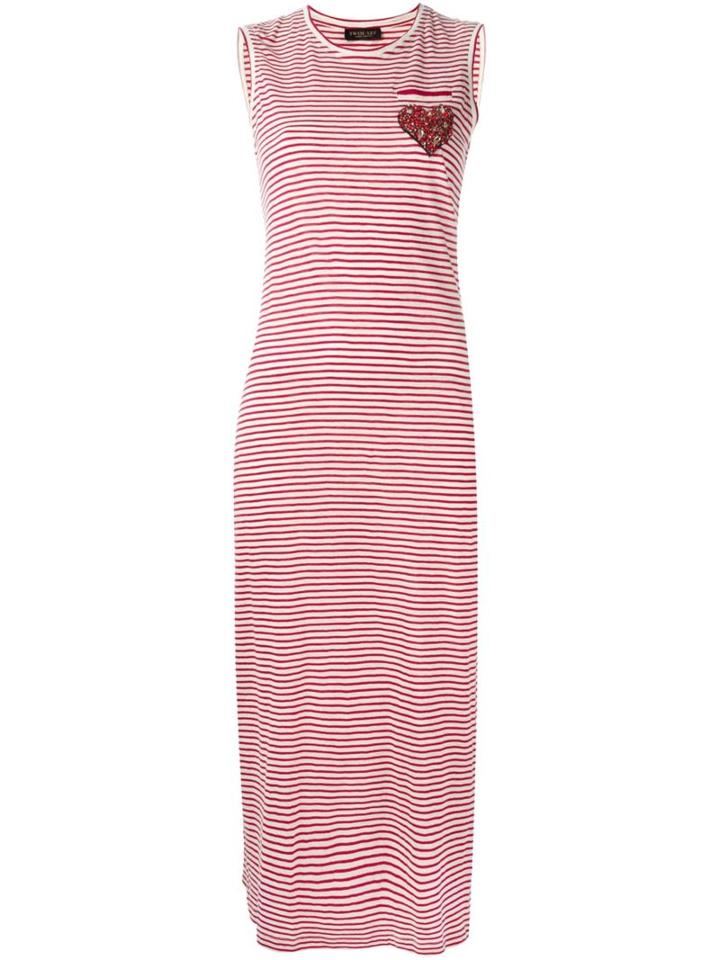 Twin-set Embellished Detail Striped Dress