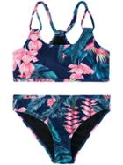 Duskii Girl - Tropical Print Bikini - Kids - Polyester/spandex/elastane - 10 Yrs, Blue