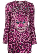 Alberta Ferretti Cat Face Sweater Dress - Pink