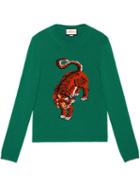 Gucci - Intarsia Tiger Jumper - Men - Wool - L, Green, Wool