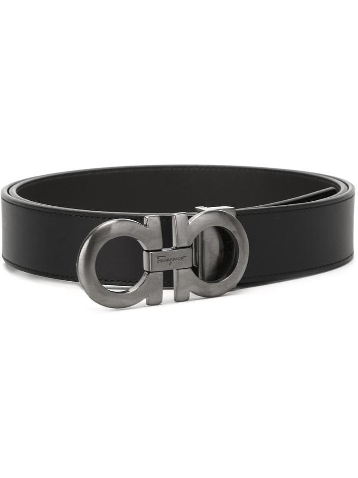 Gancini Buckle Belt - Men - Calf Leather - 110, Black, Calf Leather, Salvatore Ferragamo