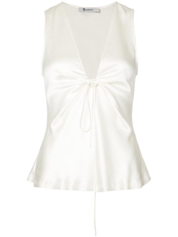T By Alexander Wang Hammered Knot Top, Women's, Size: 4, White, Silk/polyester
