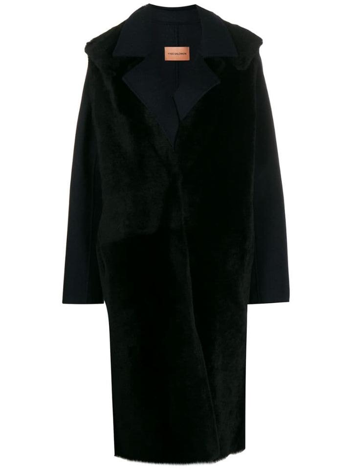Yves Salomon Layered Midi Coat - Blue