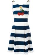 Dolce & Gabbana Cherry Patch Striped Dress - Blue