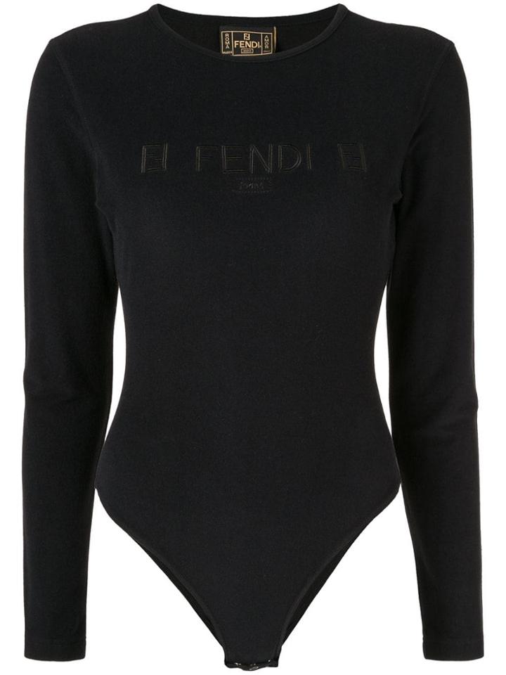 Fendi Vintage Long-sleeved Logo Bodysuit - Black