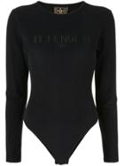 Fendi Vintage Long-sleeved Logo Bodysuit - Black