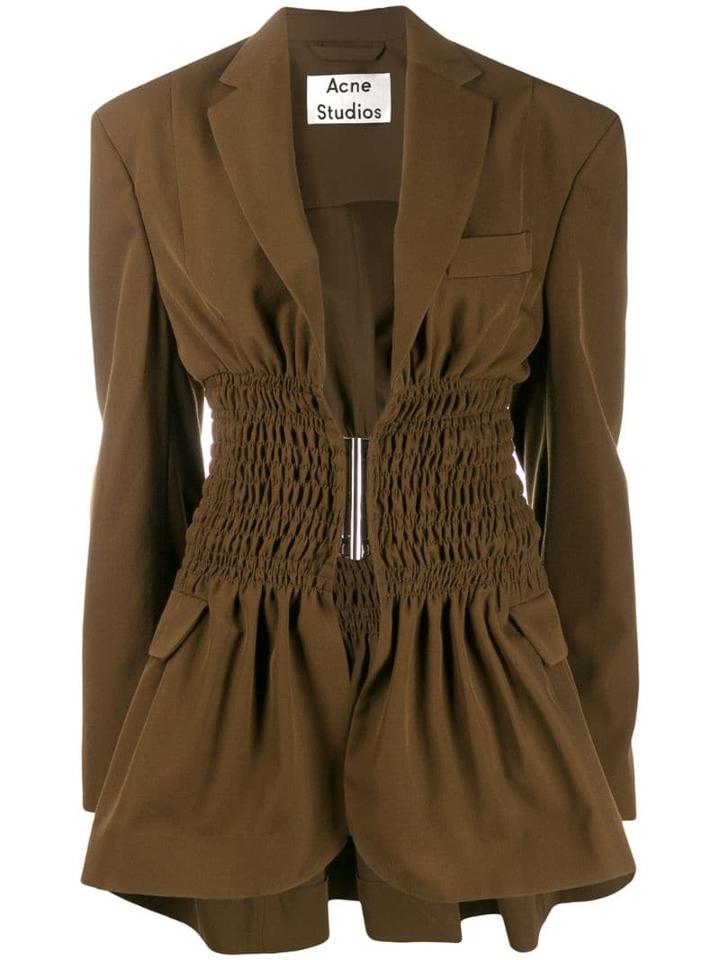 Acne Studios Ruched Waist Blazer - Brown