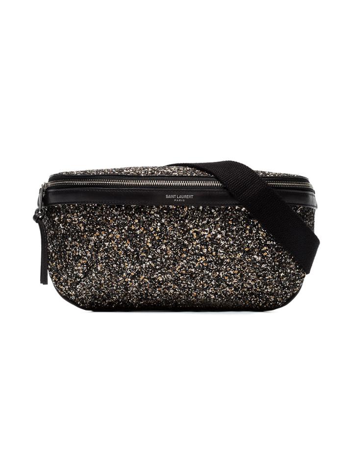 Saint Laurent Black Glitter Belt Bag