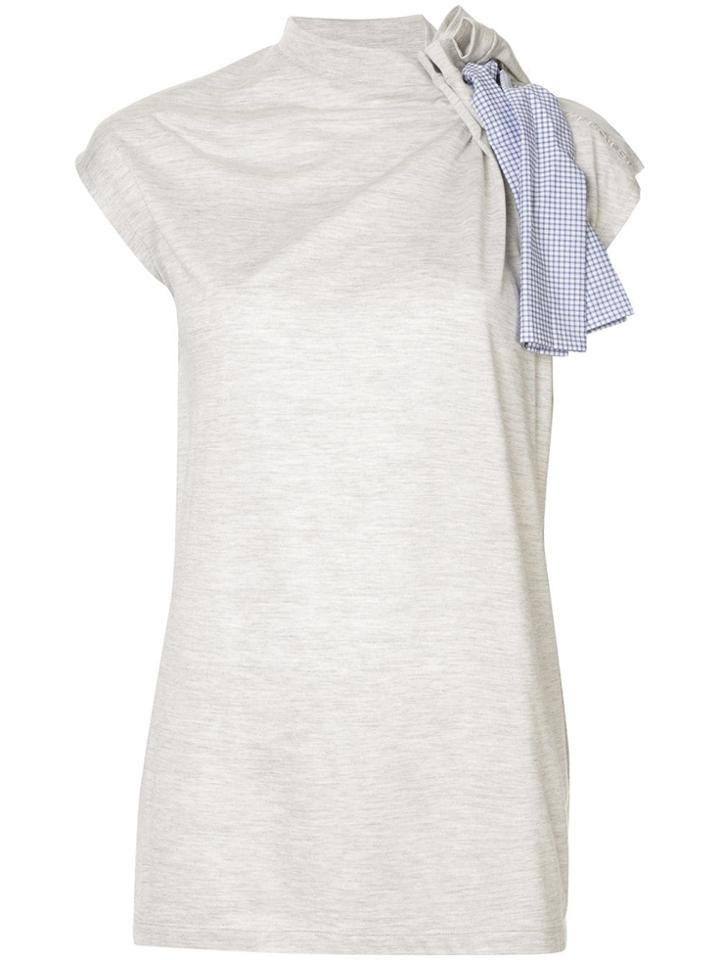 Y/project Check Ribbon Detail T-shirt - Grey