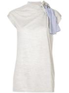 Y/project Check Ribbon Detail T-shirt - Grey