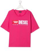 Diesel Kids Teen Embroidered Logo T-shirt - Pink