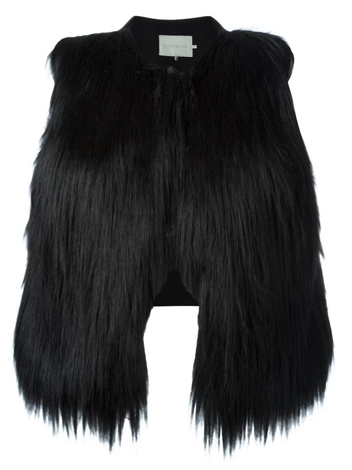 L'autre Chose Faux Fur Gilet, Women's, Size: 40, Black, Acrylic/polyamide/polyester/wool