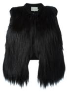 L'autre Chose Faux Fur Gilet, Women's, Size: 40, Black, Acrylic/polyamide/polyester/wool
