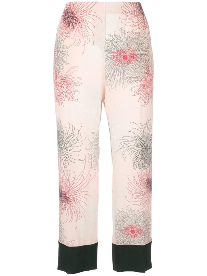 No21 Printed Cropped Trousers - Pink & Purple