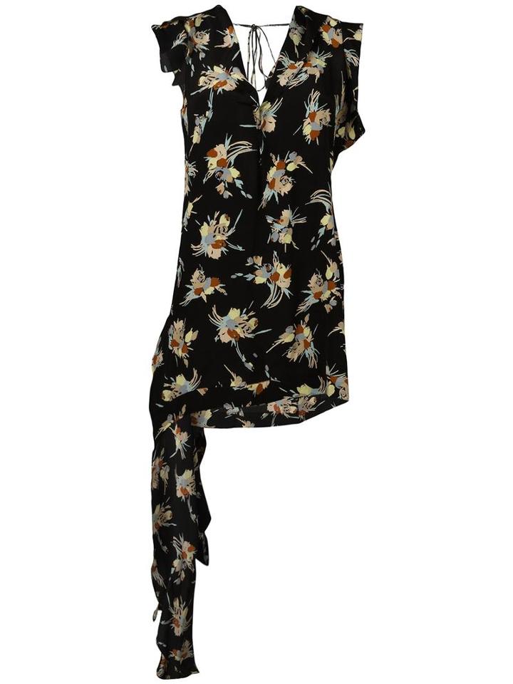 Marni Printed Asymmetric Blouse, Women's, Size: 42, Black, Silk
