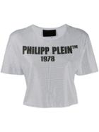 Philipp Plein Ss -23 Crystal Cropped Top - White