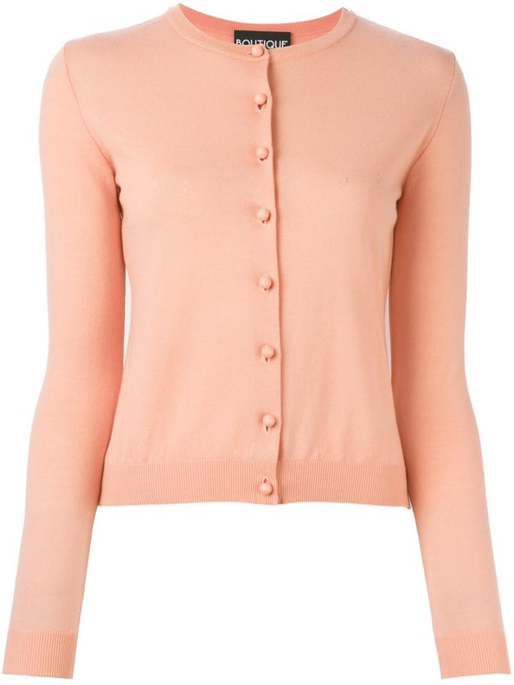 Boutique Moschino Crew Neck Cardigan, Women's, Size: 44, Pink/purple, Virgin Wool