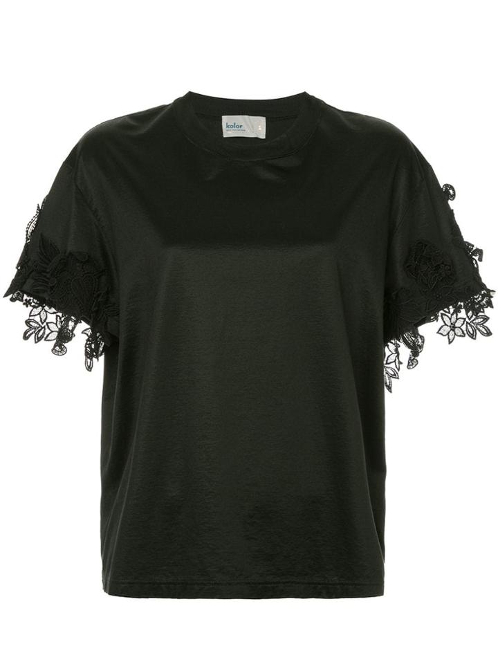 Kolor Lace Sleeve Top - Black
