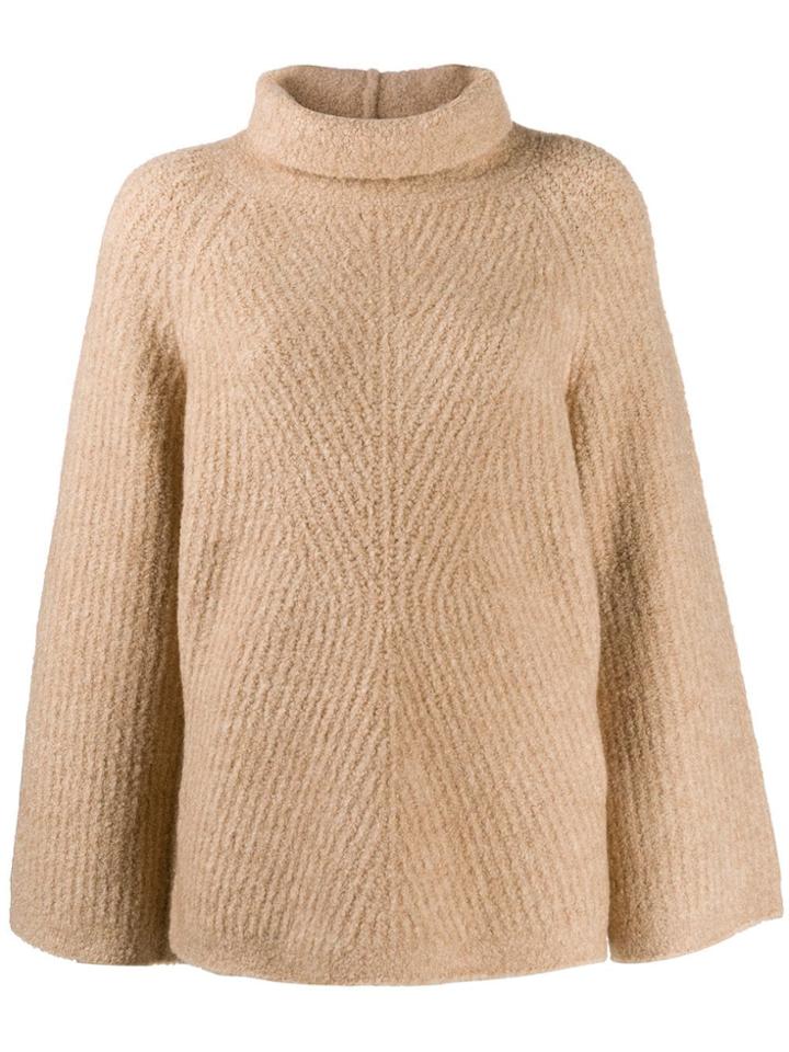 Theory Rollneck Cable Knit Sweater - Neutrals