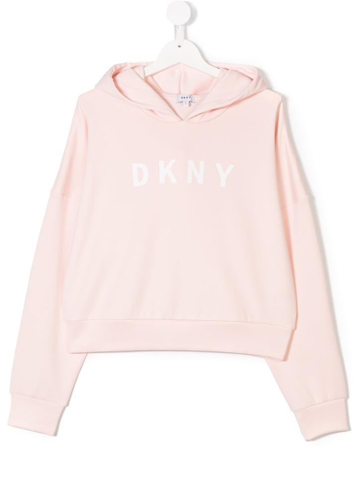 Dkny Kids Logo Print Hoodie - Pink & Purple