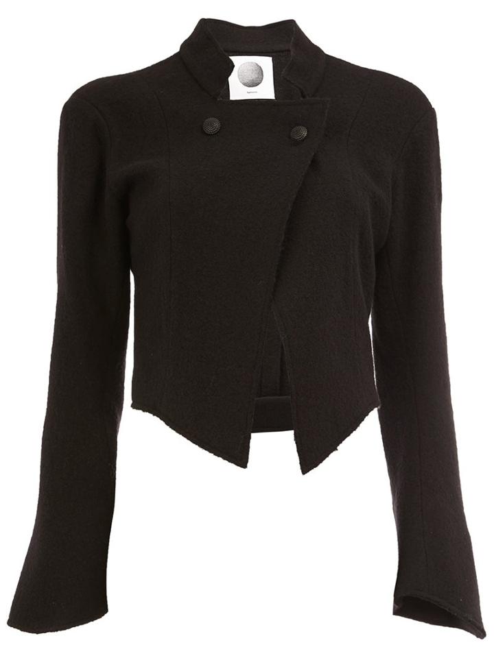 Aganovich Cropped Pointy Jacket, Women's, Size: 38, Black, Wool