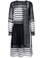 Alberta Ferretti Contrast Panel Dress, Women's, Size: 42, Black, Silk/cotton/polyamide