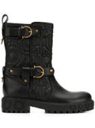 Salvatore Ferragamo Stud Biker Boots - Black