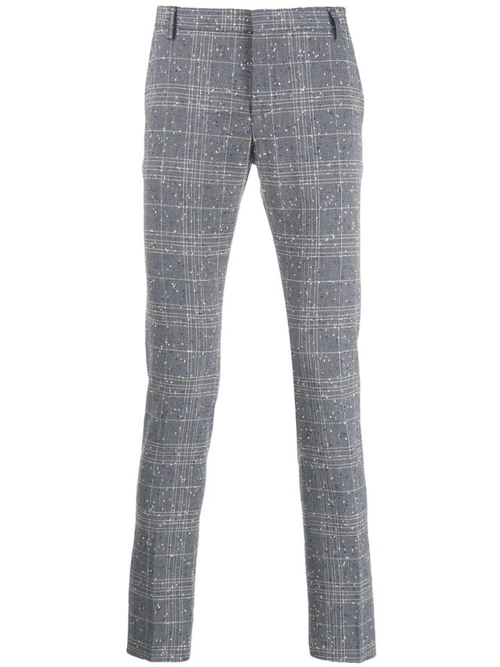 Entre Amis Paint Splatter Check Trousers - Blue