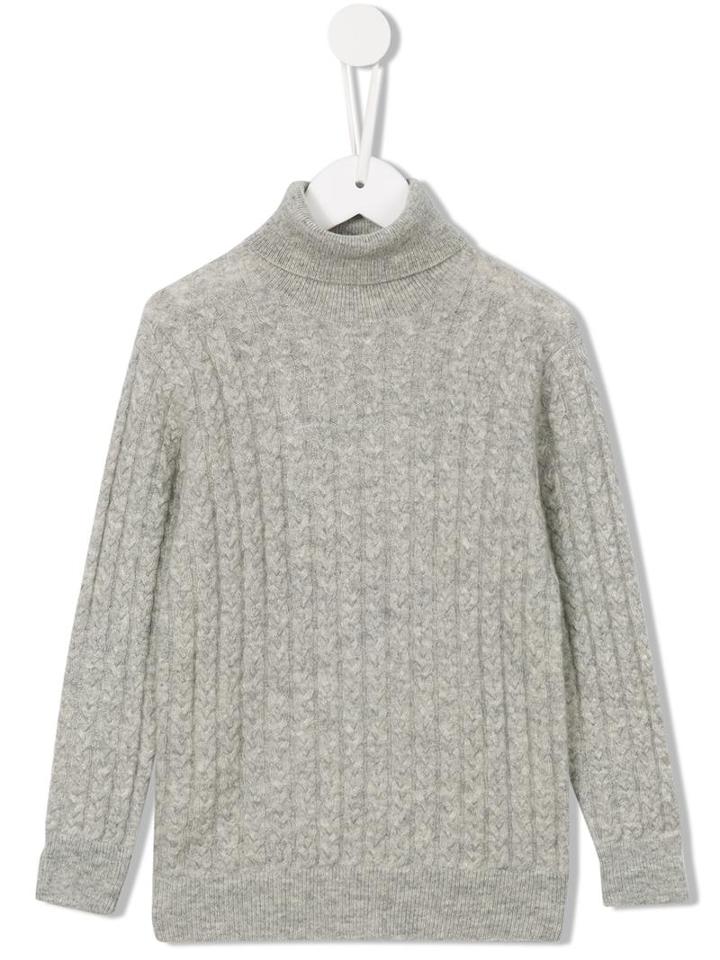 Cashmirino Cable Knit Jumper, Toddler Boy's, Size: 4 Yrs, Grey