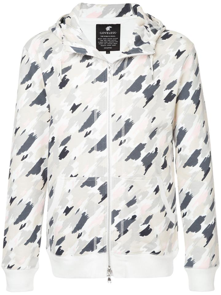 Loveless Printed Zipped Hoodie - White