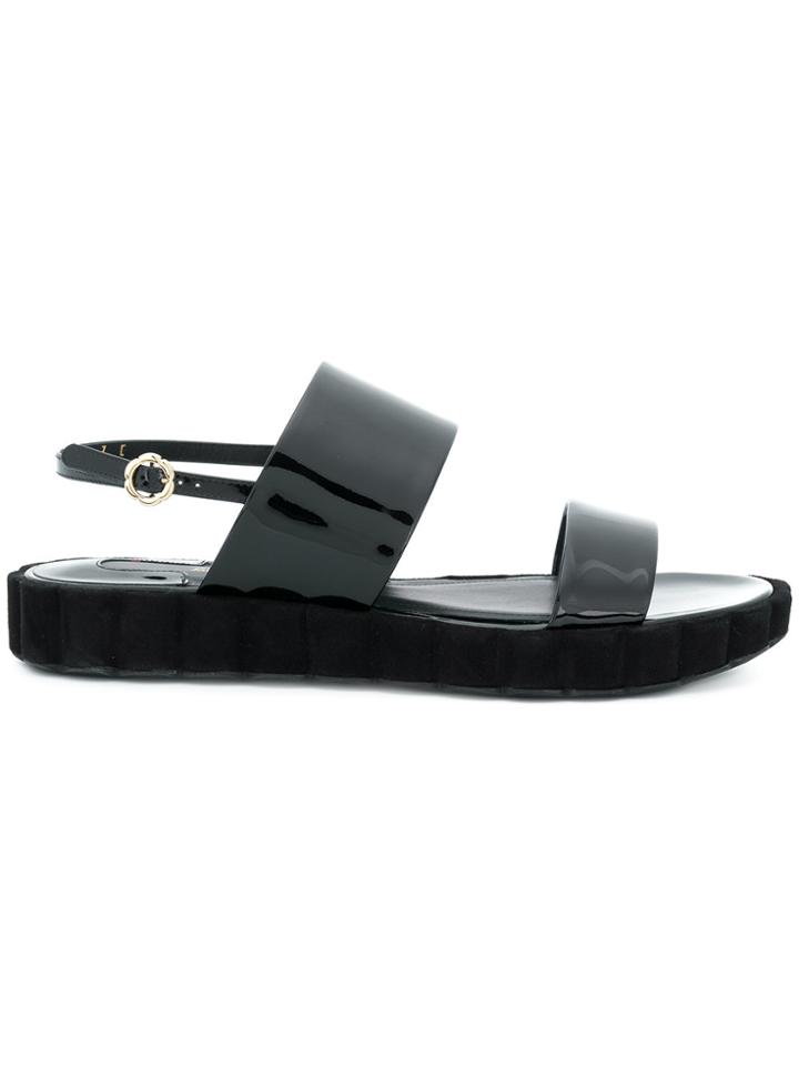 Salvatore Ferragamo Sling Back Double-strap Sandals - Black