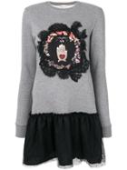 Red Valentino Lace And Tulle Sweatshirt Dress - Grey