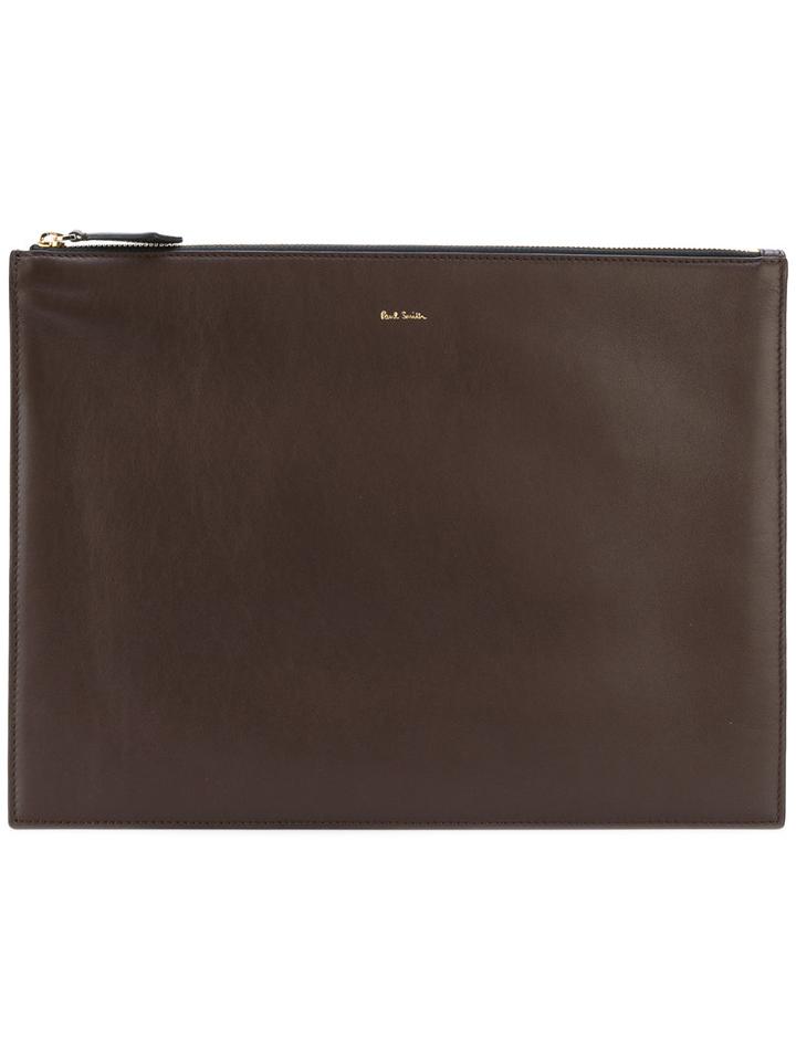Paul Smith - Logo Stamp Clutch Bag - Men - Calf Leather - One Size, Brown, Calf Leather