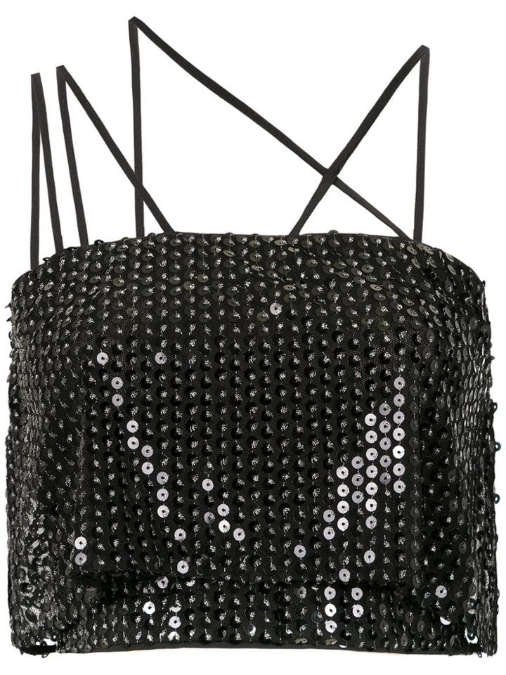 Nk Sequin Cropped Top - Black