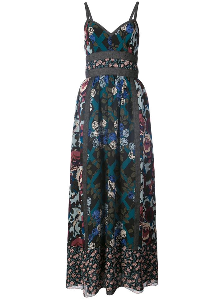 Anna Sui Floral Print Dress - Blue