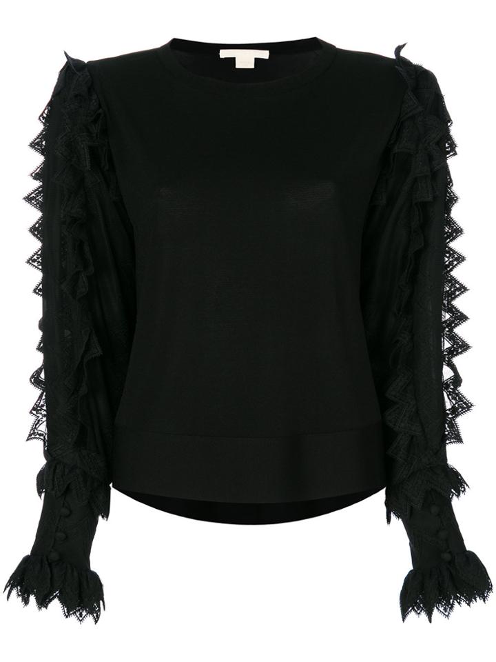 Antonio Berardi Sheer Contrast Sleeved Top - Black