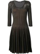 Alberta Ferretti Striped Flare Dress - Black