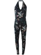 Versus Floral Print Jumpsuit, Women's, Size: 40, Black, Cotton/spandex/elastane/wool