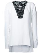 Lanvin Lace V-neck Top, Women's, Size: 36, White, Silk/acetate