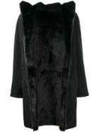 Army Yves Salomon Mink And Lamb Fur Lined Coat, Women's, Size: 36, Black, Mink Fur/polyester/lamb Fur