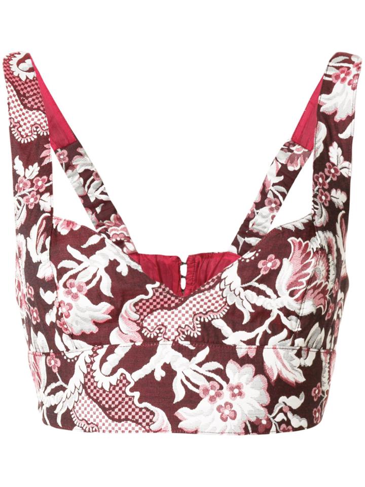 Christian Pellizzari Jacquard Cropped Top - Pink & Purple