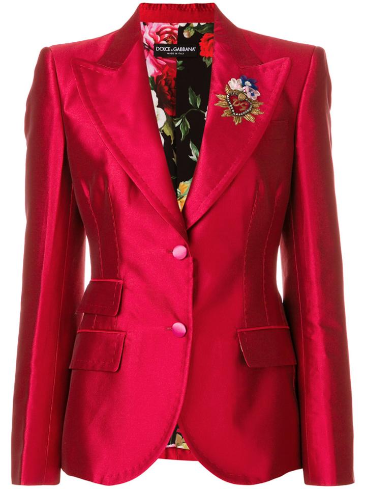 Dolce & Gabbana Giacca Crest Detail Blazer - Red