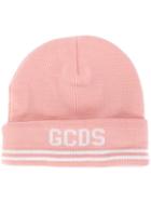 Gcds Stripe Logo Beanie - Pink & Purple