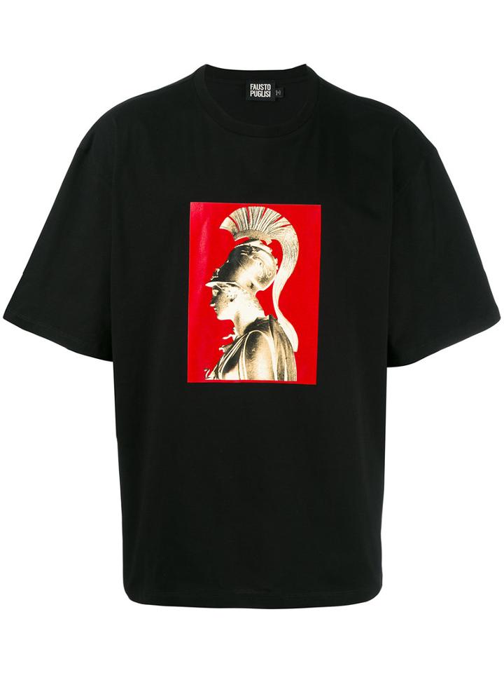 Fausto Puglisi Statue Print T-shirt, Men's, Size: 48, Black, Cotton
