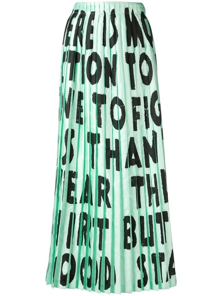 Mm6 Maison Margiela Slogan Detail Pleated Skirt - Green